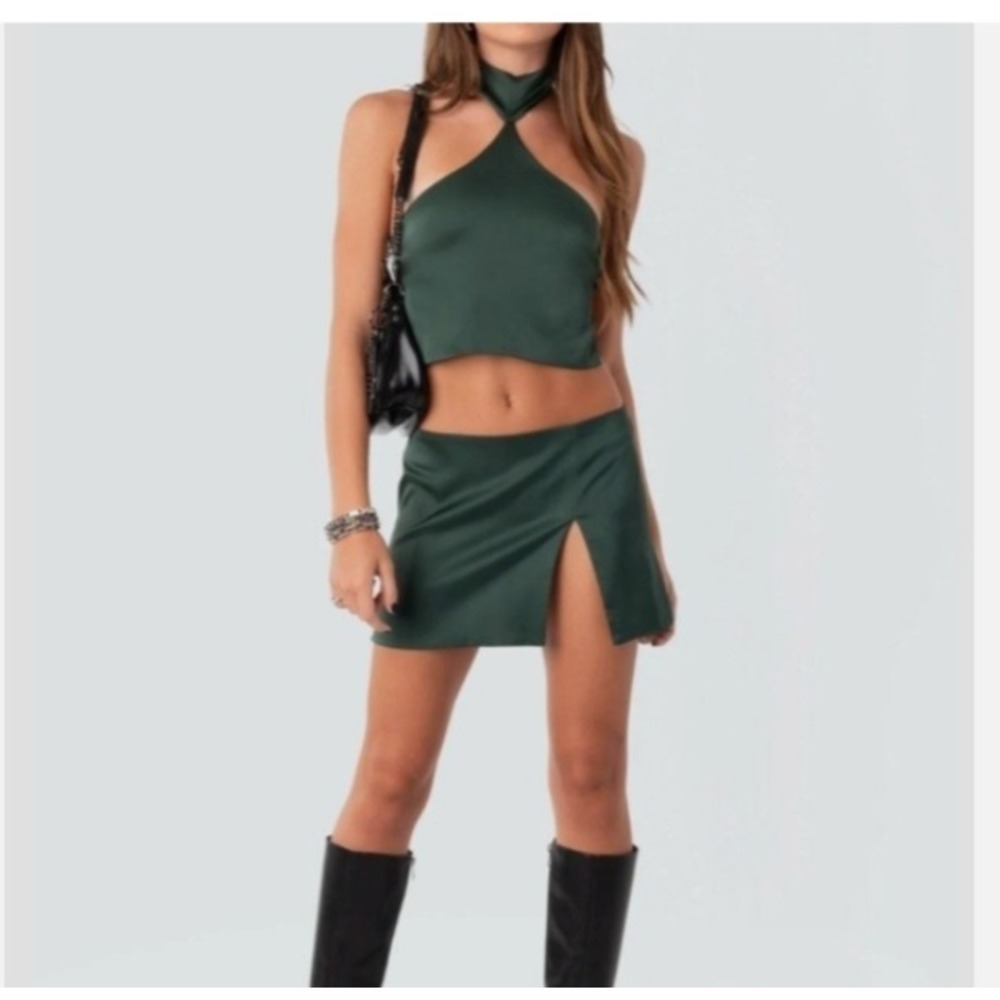 Edikted Daina Satin Effect Crop Top Festival Rave Sz Small